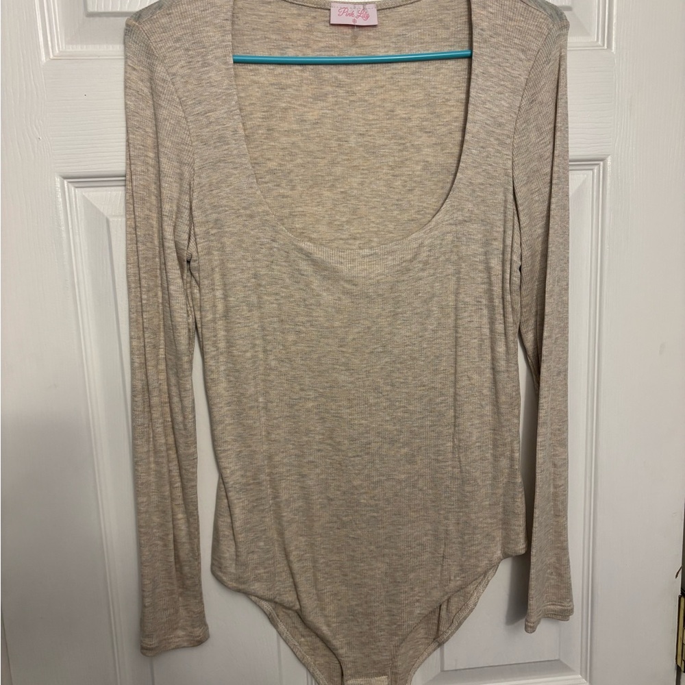 Pink Lily Cream Long Sleeve Bodysuit
